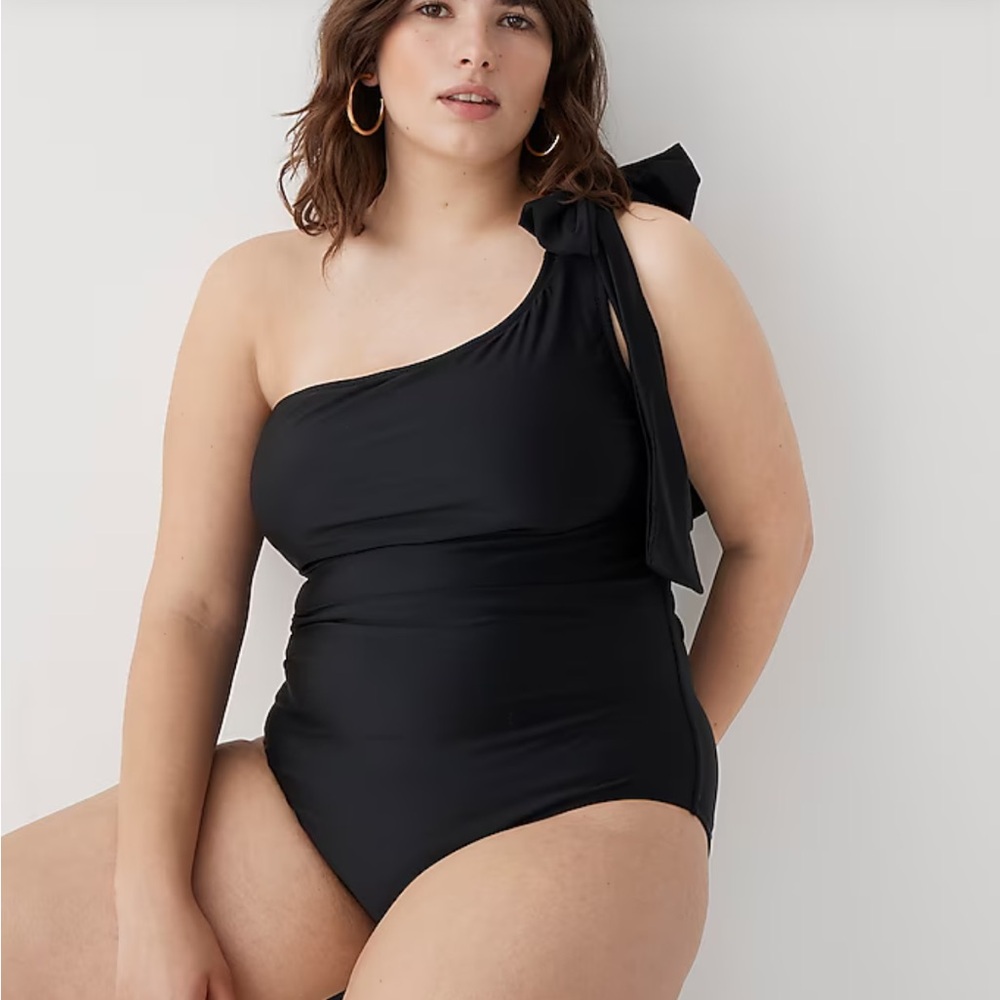 J Crew - One Shoulder Bow One Piece - NWT - Black